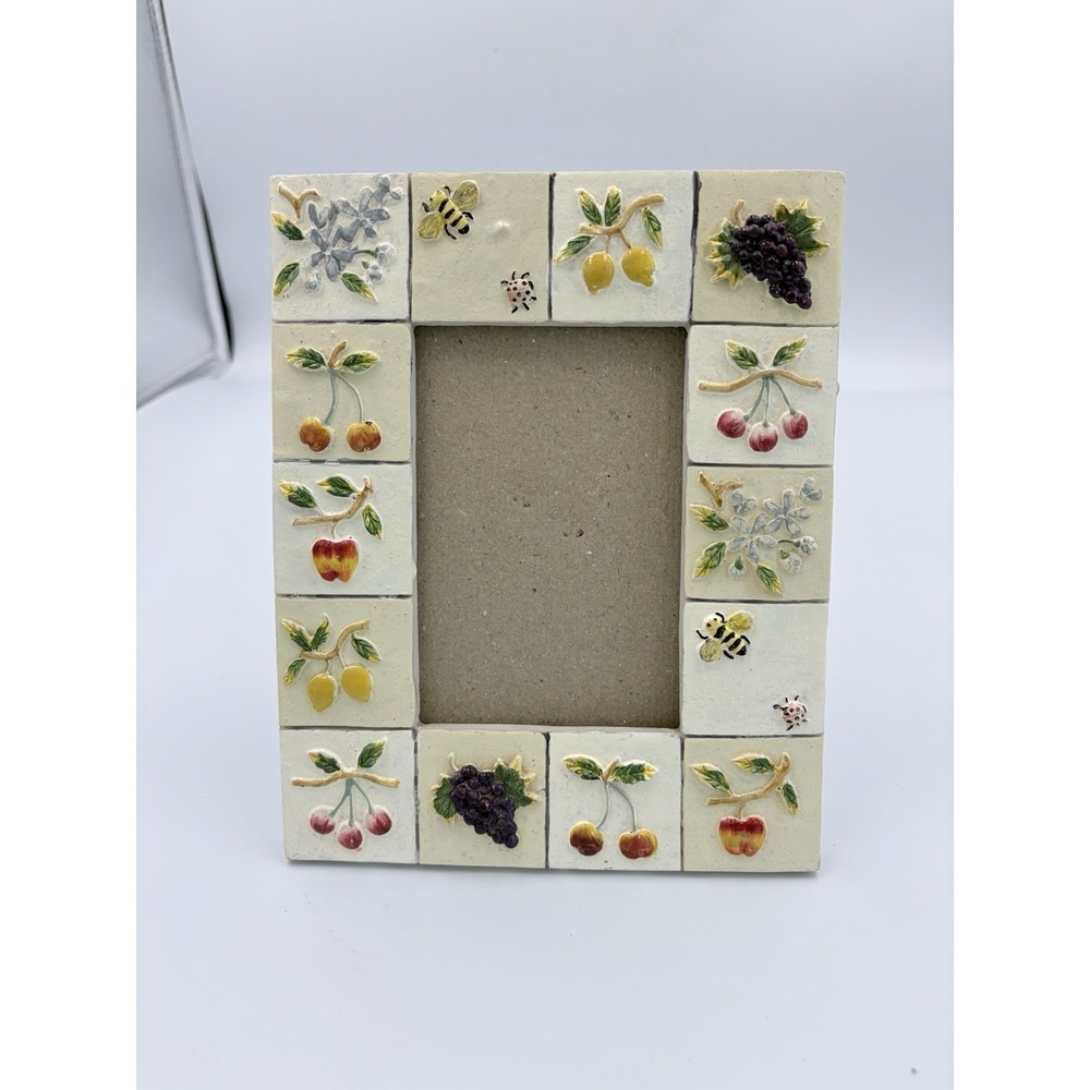Vintage Fruit Floral Bee Tile Art 6x7 Picture Frame 3x5 Picture No Glass Rd
